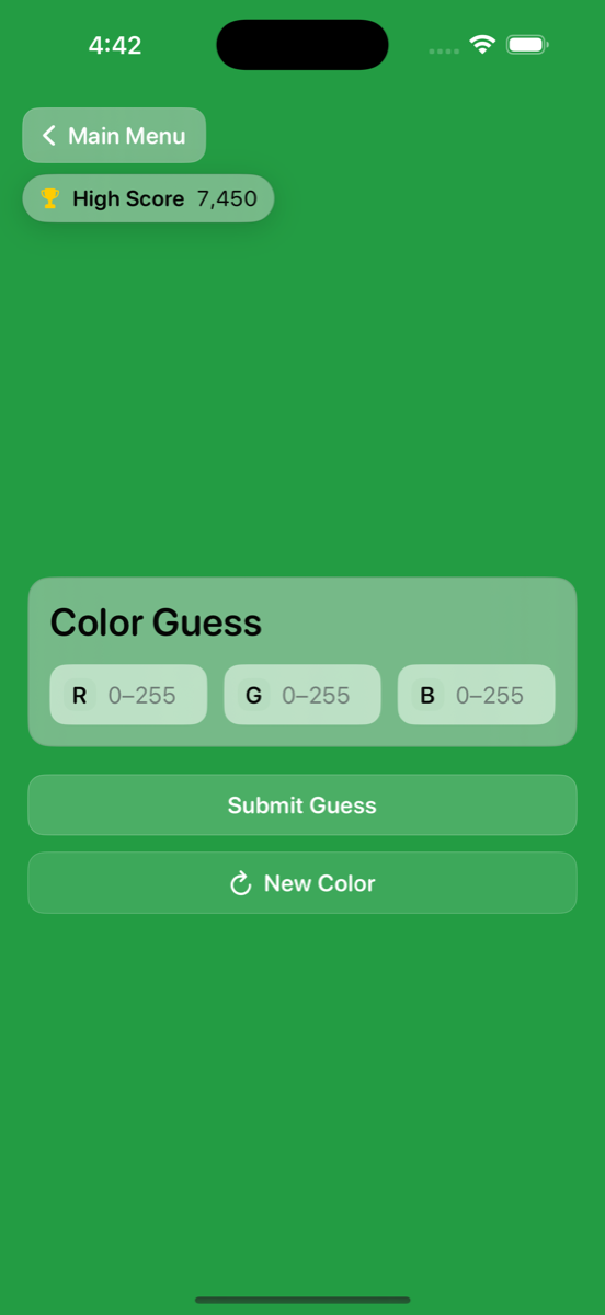 A round of Color Guesser in progress